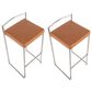 Lumisource Fuji Stackable Barstool with Camel Faux Leather in Stainless Steel (Set of 2), , large