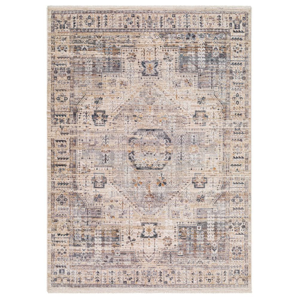 Surya Aida AAD-2307 7"10" x 9"8" Beige, Medium Gray, Tan, Ivory, Deep Teal and Charcoal Area Rug, , large