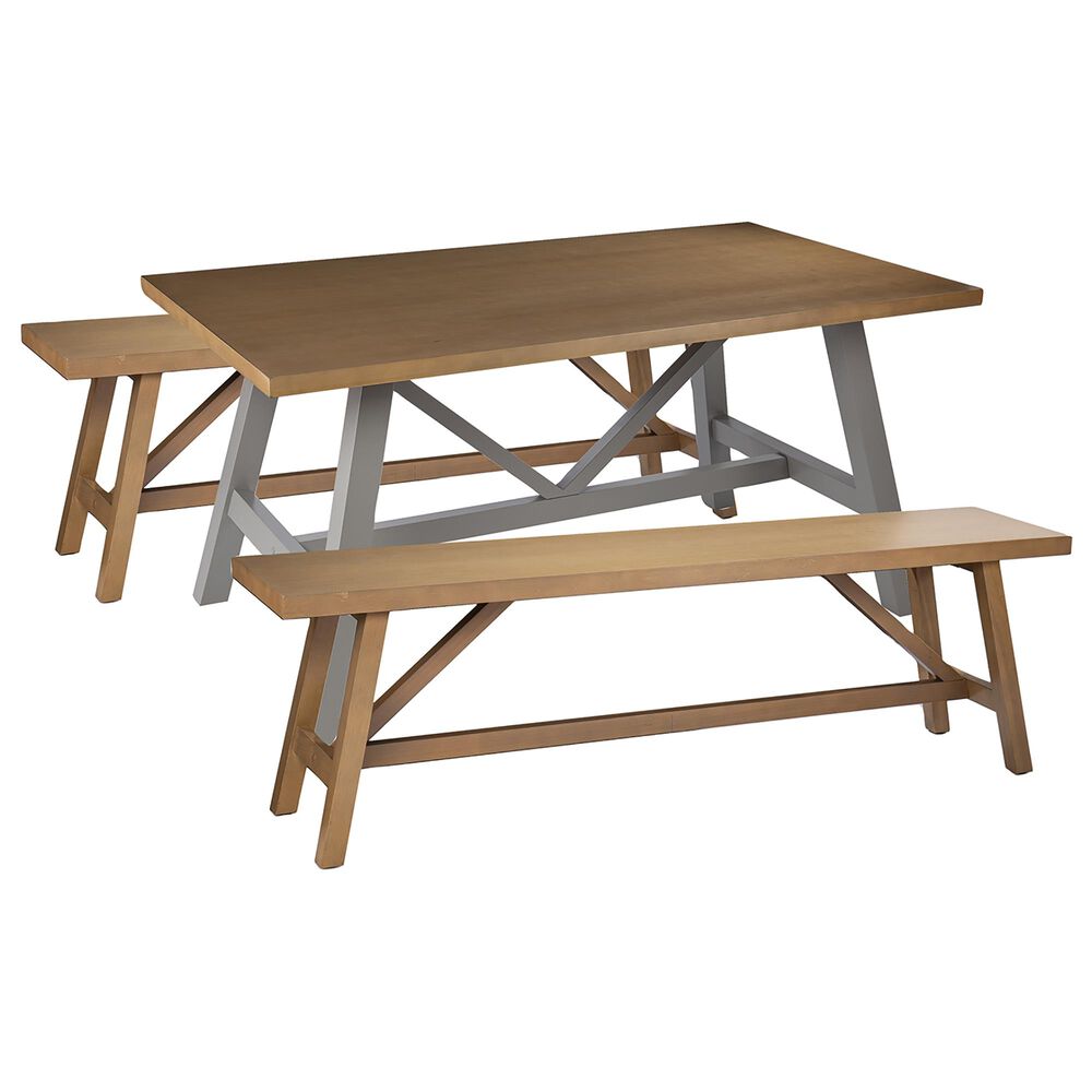 Southern Enterprises Hambleden 3-Piece Dining Set in Natural/Light Gray, , large