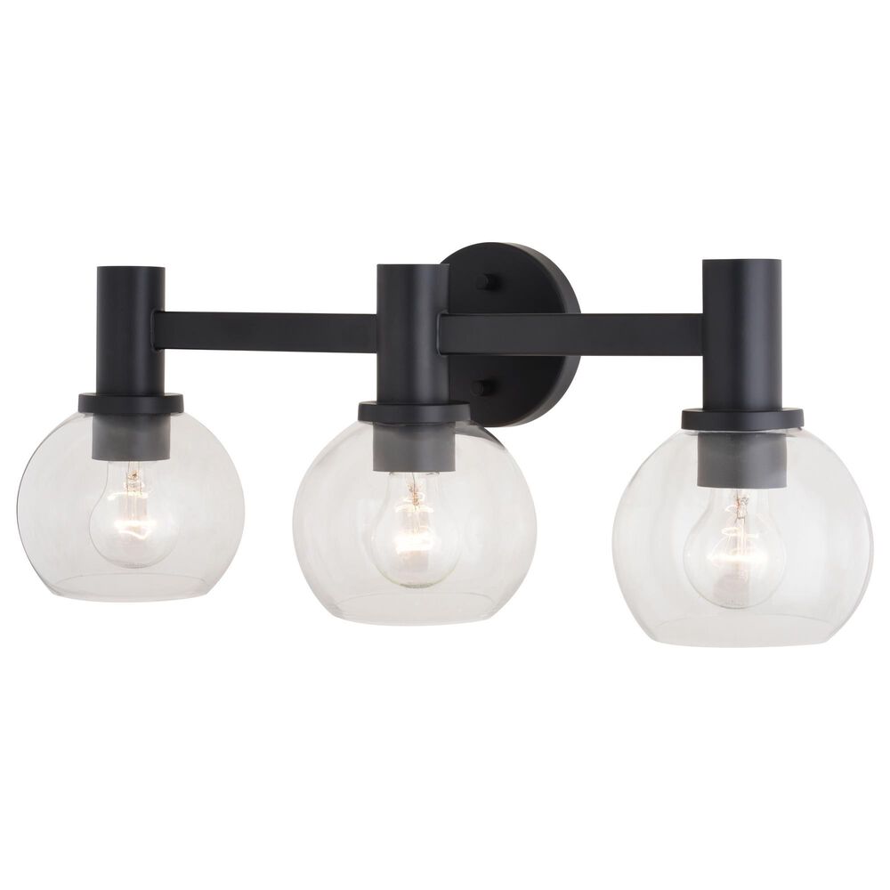 Vaxcel Marshall 3-Light Bathroom Vanity in Matte Black, , large