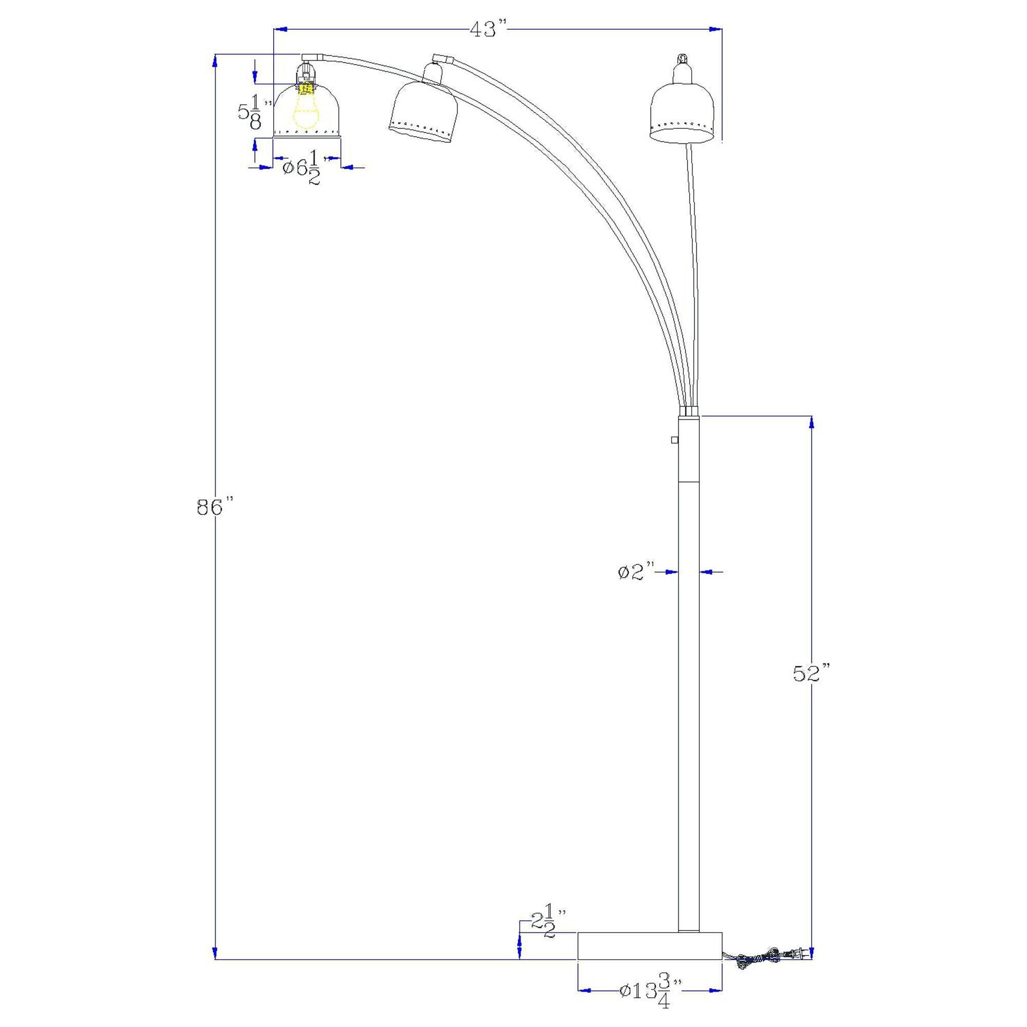 Cal Lighting Ellington 3 Lit arc floor lamp in Dark Bronze