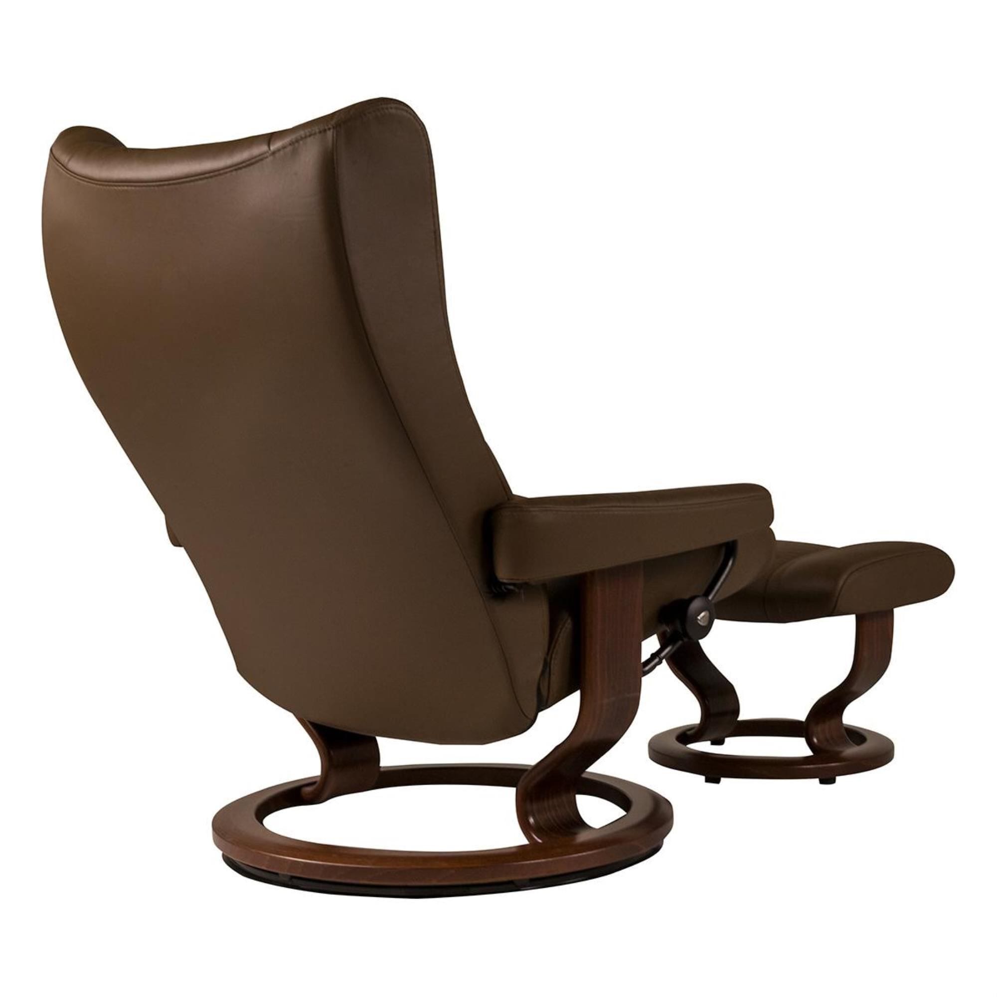 Stressless Wing Large Leather Classic Chair and Ottoman in Paloma