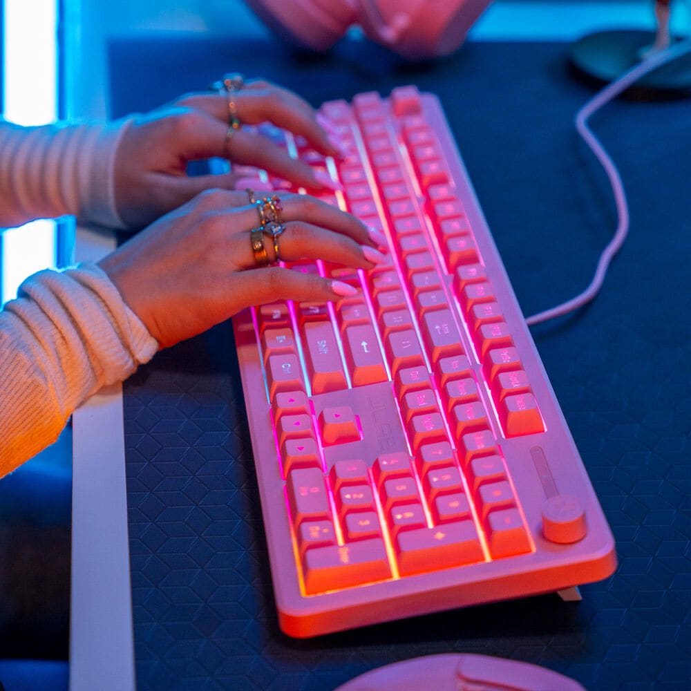 JLab Nightfall Wired Keyboard in Pink, , large