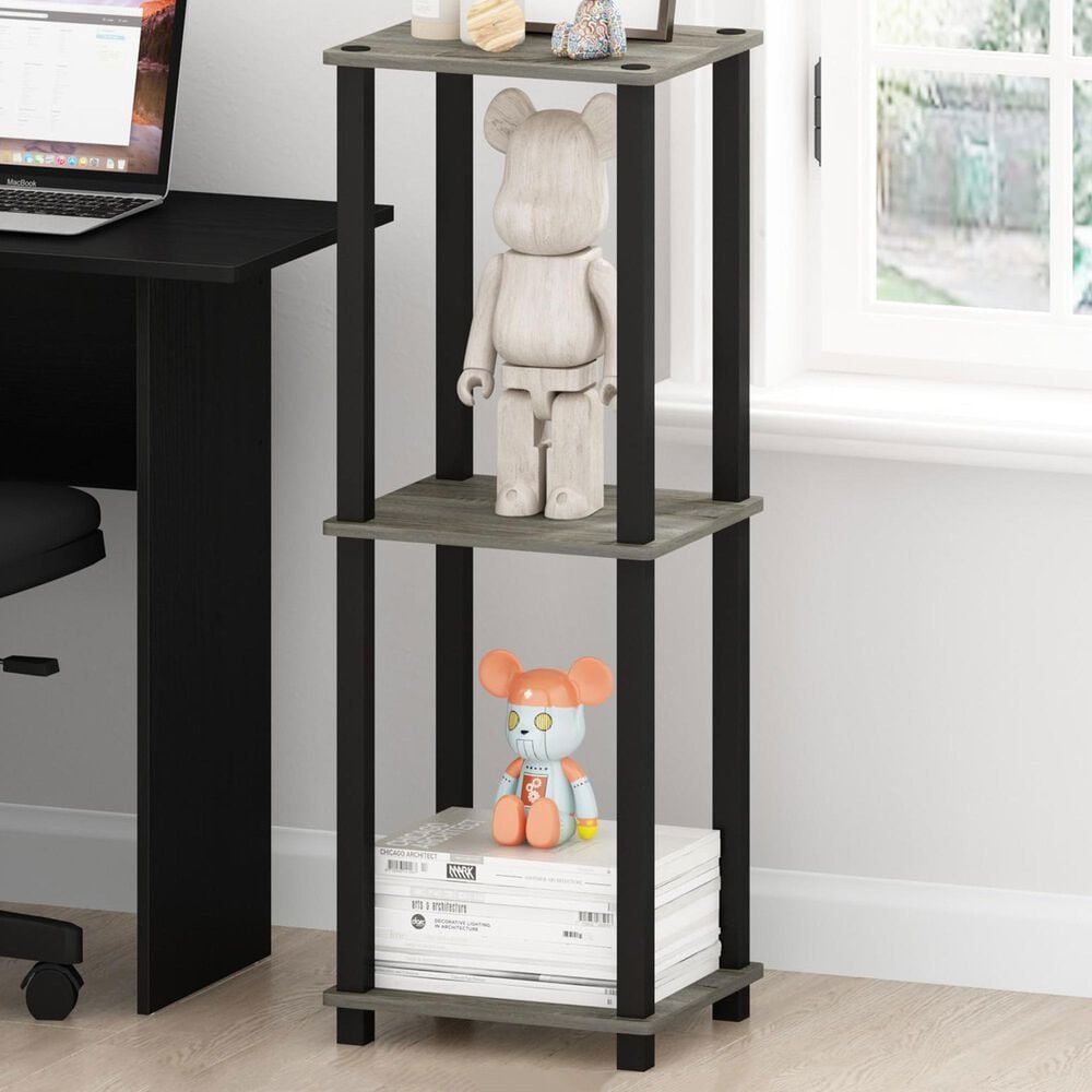 HOMLUX 2-Tier Small End Table in French Oak Grey and Black (Set of 2), , large