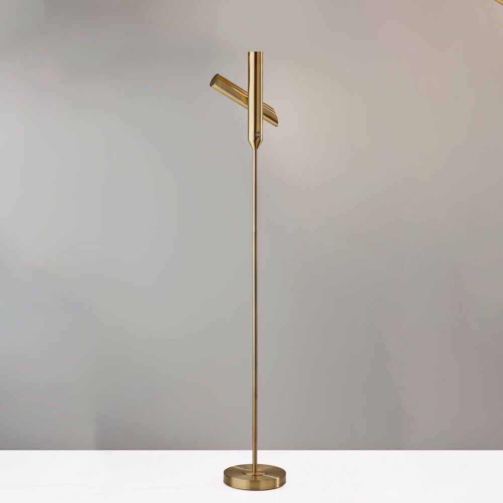 Adesso Vega LED Torchiere in Antique Brass, , large