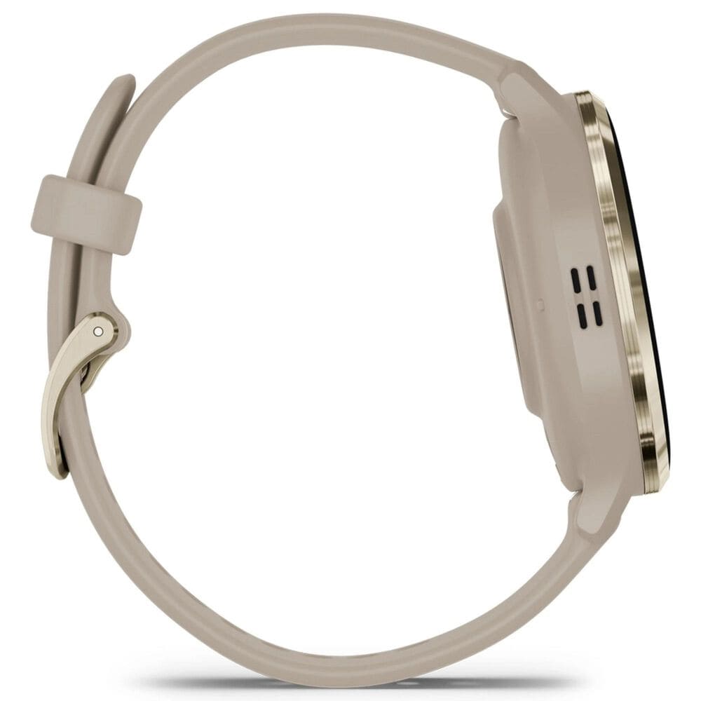 Garmin Venu 3S Smartwatch 41mm Soft Gold Stainless Steel Bezel Case with French Grey Silicone Band, , large