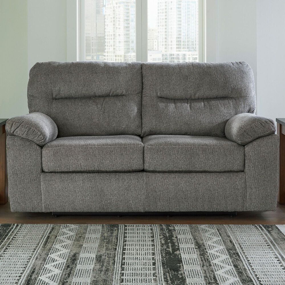 Ashley Bindura Manual Reclining Glider Loveseat in Mineral, , large