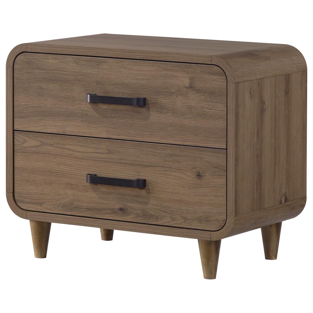Crown Mark Nyomi King Panel Bed with Dresser and Nightstand in Light Brown, , large