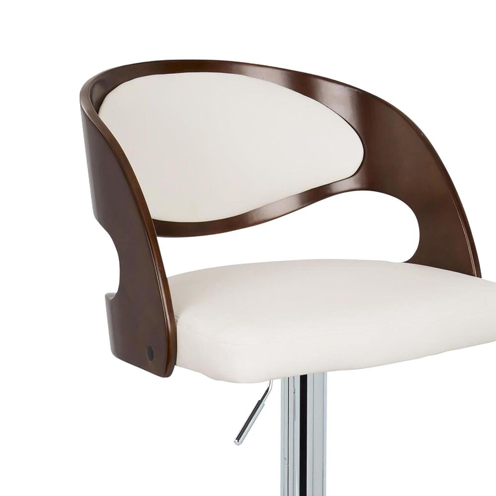 Lumisource Pino Adjustable Swivel Barstool with White Cushion in Chrome and Cherry &#40;Set of 2&#41;, , large