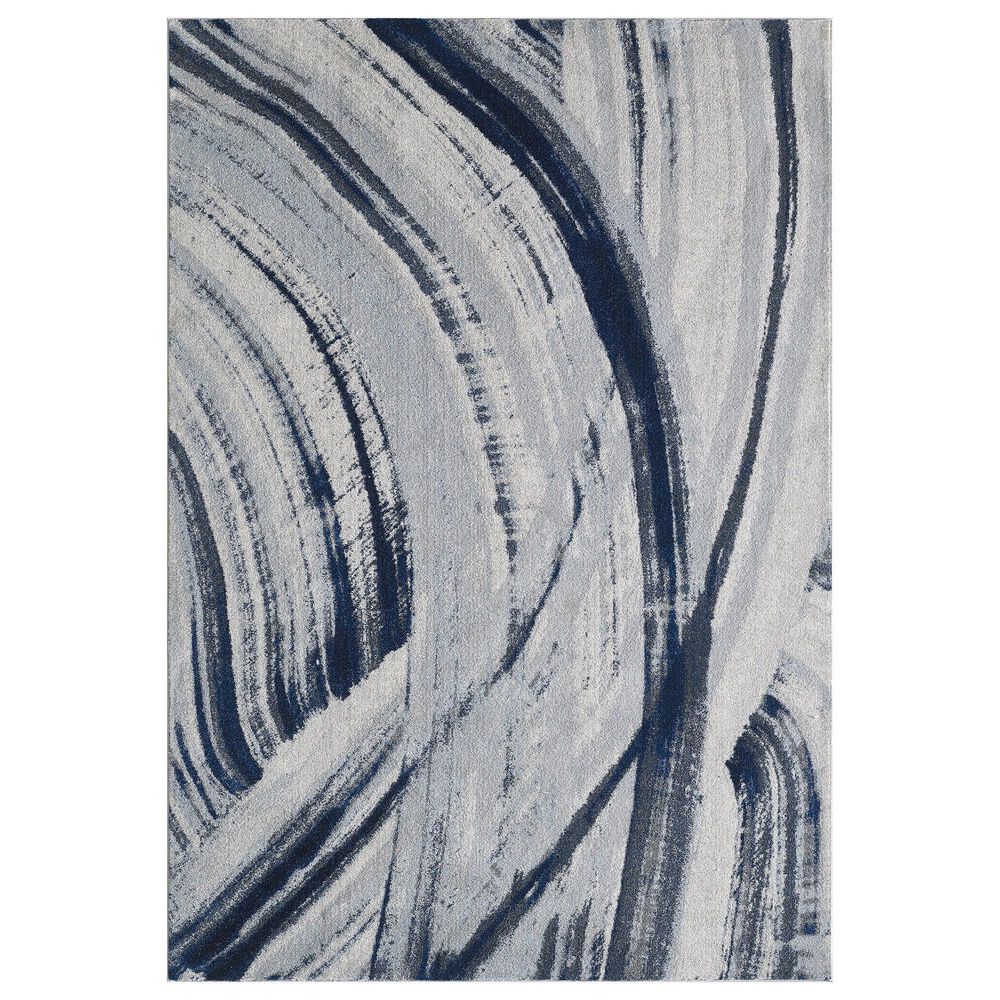 Kas Oriental Rugs Illusions Elements 5"3" x 7"7" Ivory and Blue Area Rug, , large
