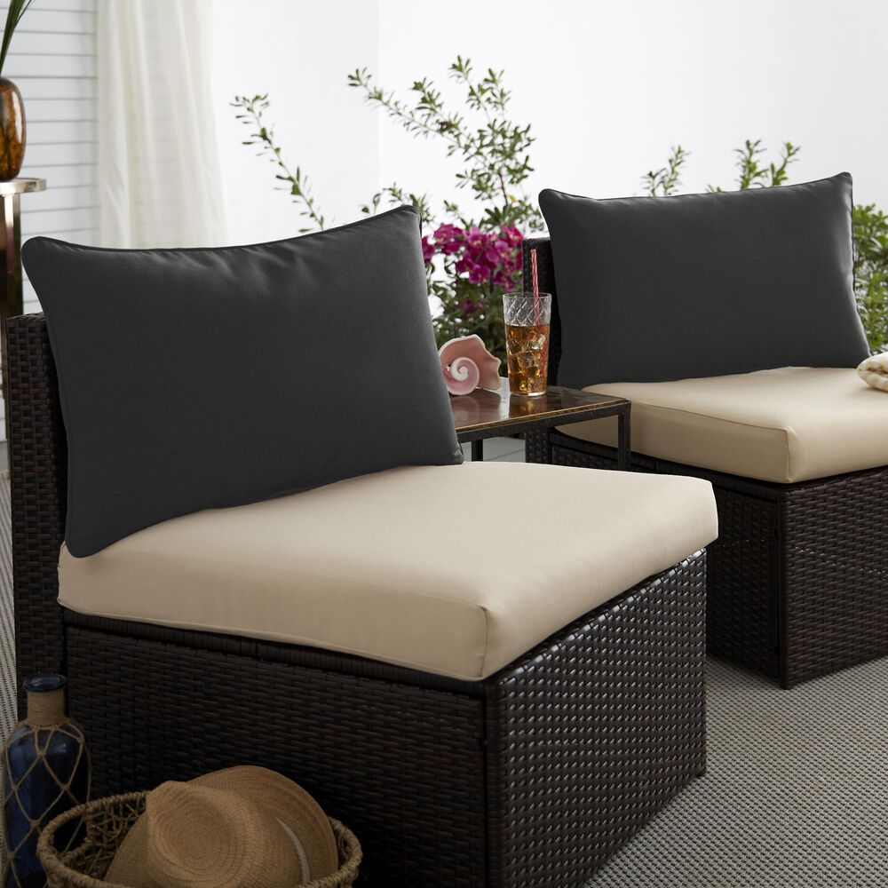 Sorra Home Sunbrella 16" x 26" Pillow in Canvas Black (Set of 2), , large