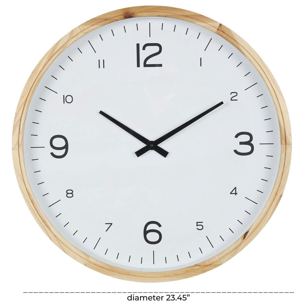 Maple and Jade Decorative Wall Clock with White Backing in Light Brown, , large
