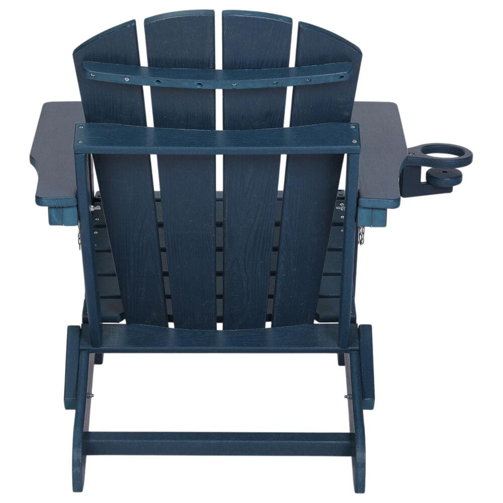 Hearth and Haven 34" Outdoor Folding Adirondack Chair with Cup Holder in Navy Blue, , large