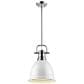 Golden Lighting Duncan Small Pendant with Rod in Chrome with a White Shade, , large