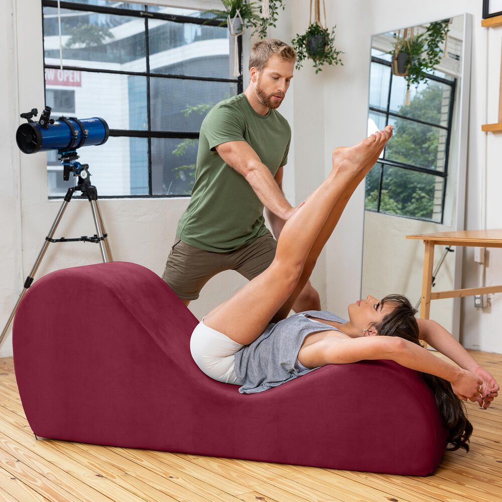 Jaxx Avana Chaise Lounge Yoga Chair in Merlot Velvet, , large