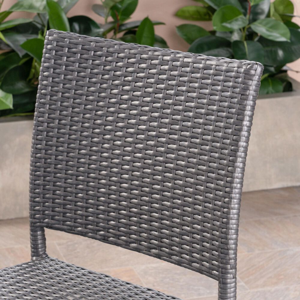 Hearth and Haven Outdoor Rattan Armless Barstool in Grey (Set of 2), , large