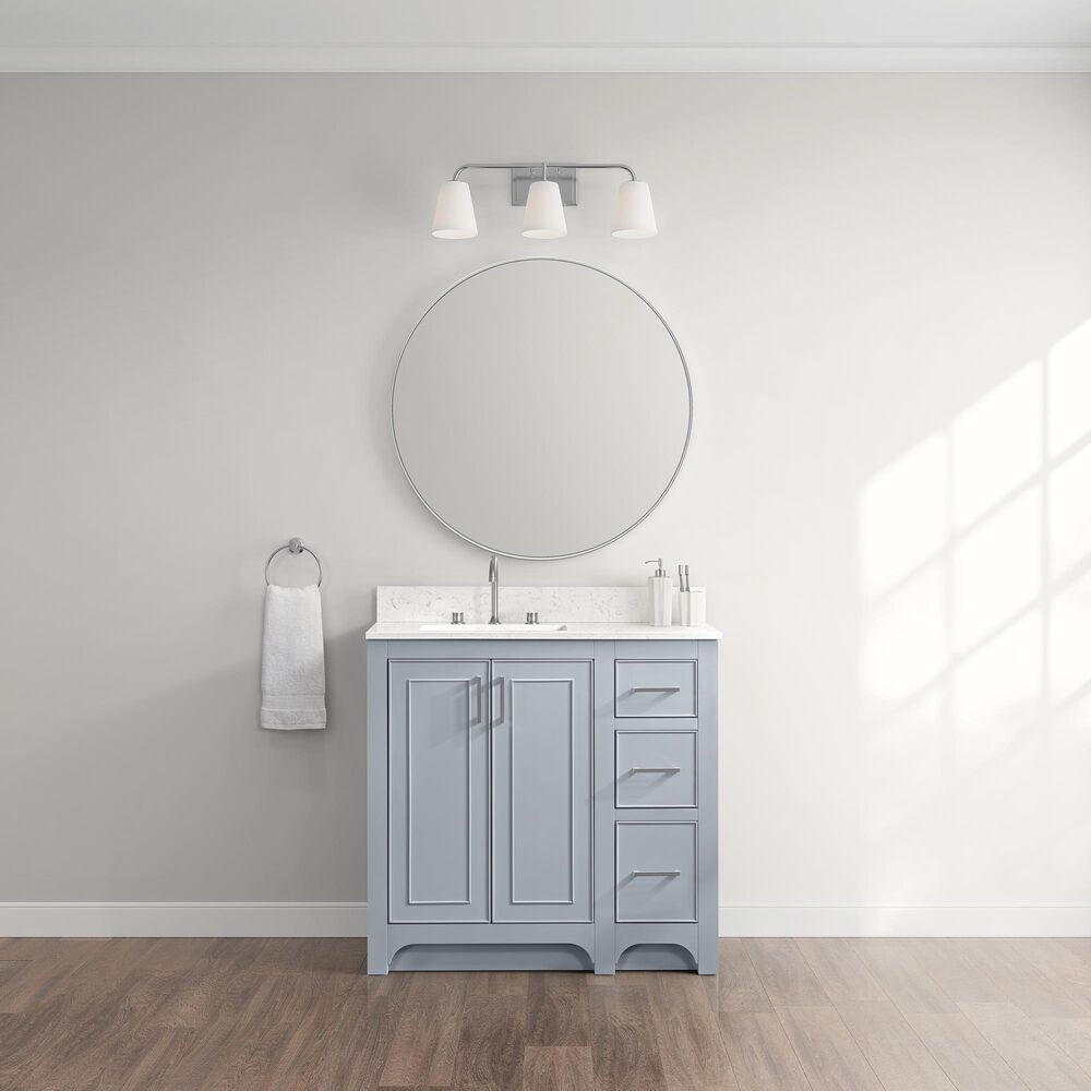 37B Lucerne 36" Single Bathroom Vanity Cabinet in Soft Blue with Marble Top and Backsplash, , large