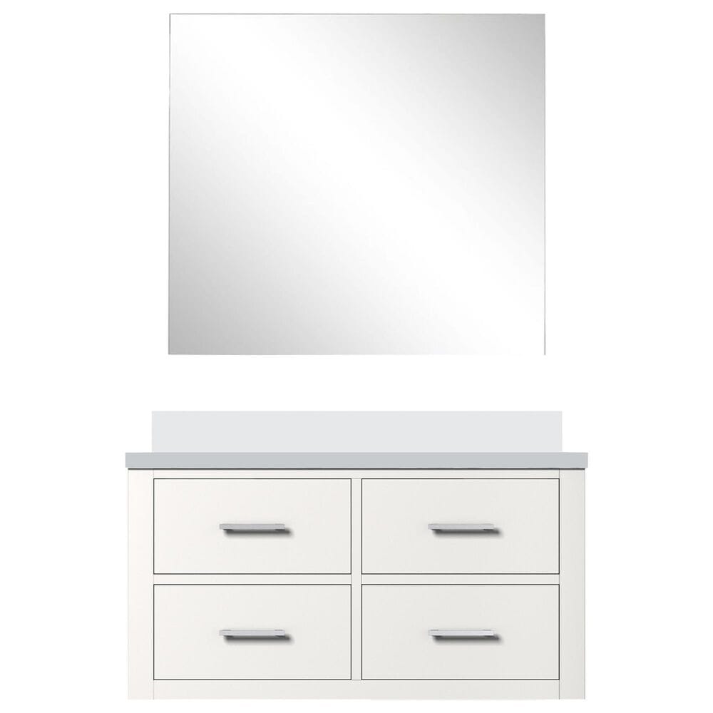 Lexora Home Castor 36&quot; Single Bathroom Vanity in White with 2 cm White Quartz Top, Rectangular Sink and 34&quot; Mirror, , large