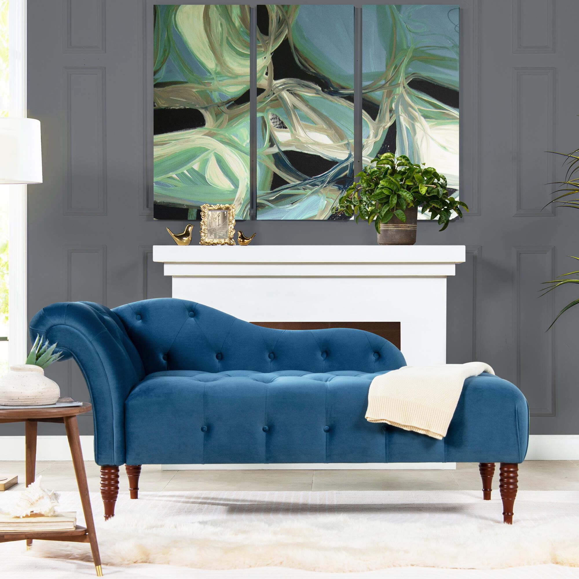 Teal velvet chaise lounge sale