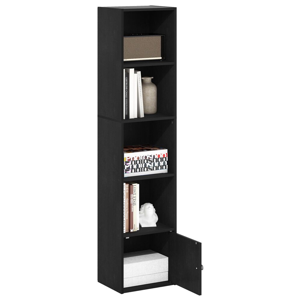 HOMLUX 5-Tier Shelf Bookcase with Door Storage Cabinet in Blackwood, , large