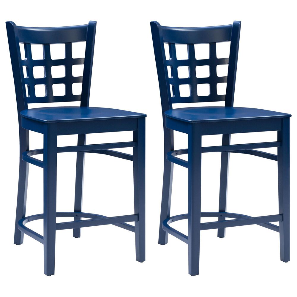 Linon Home Decor Lola Counter Stool in Navy Blue (Set of 2), , large