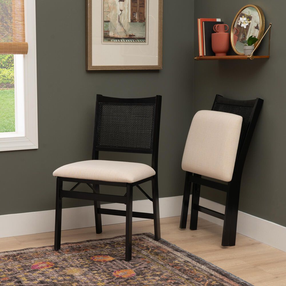 Linon Home Decor Bauer Cane Folding Side Chair in Black, , large