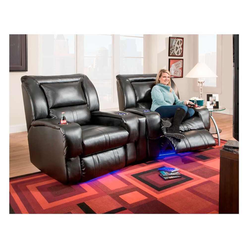 Southern Motion Roxie 2-Seat Power Home Theater Seating with Mood Lite in Black, , large