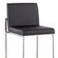 Lumisource Fuji High Back Barstool with Black Faux Leather in Stainless Steel (Set of 2), , large