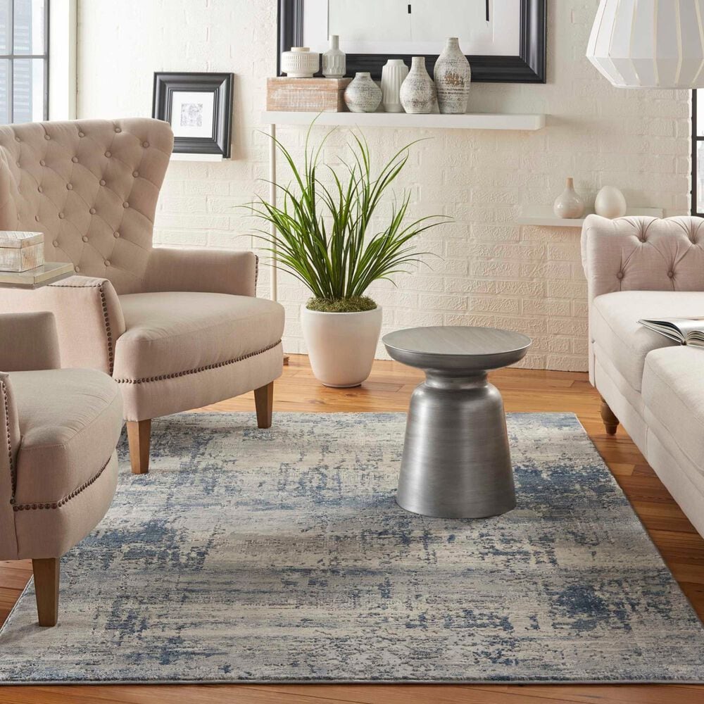 Nourison Rustic Textures Ivory, Deep Blue and Grey 6&#39; x 9&#39; Area Rug, , large