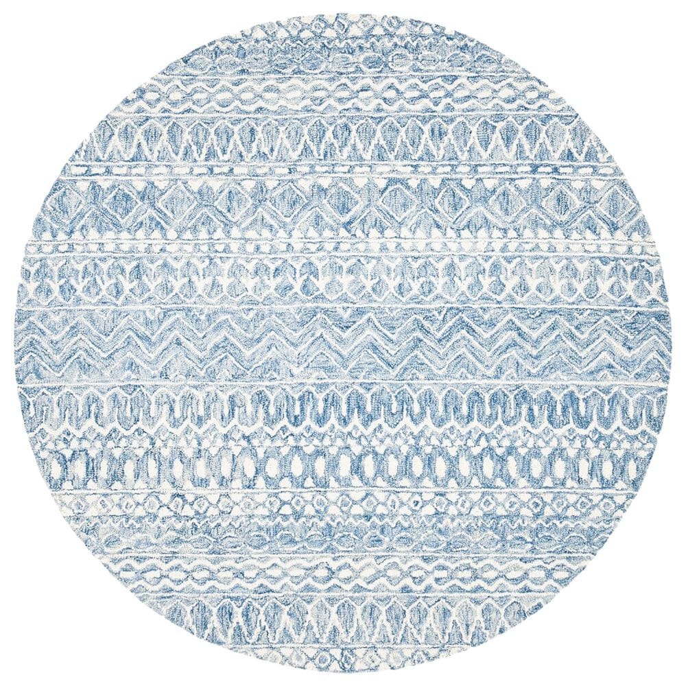 Safavieh Micro-Loop 9" Round Blue and Ivory Area Rug, , large