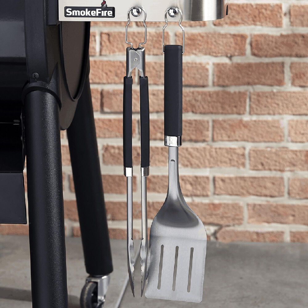 Weber Precision Grill Tongs and Spatula Set in Black and Stainless Steel, , large