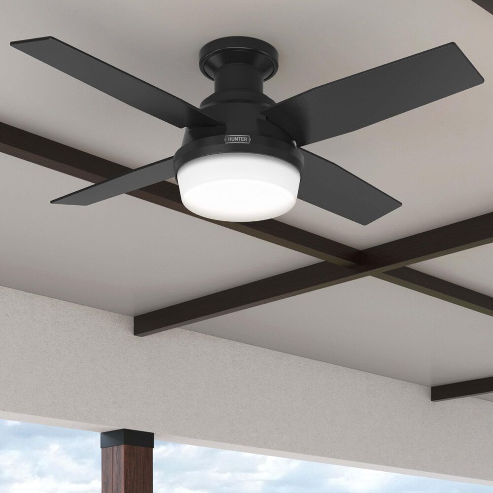 Hunter Dempsey Low Profile 44&quot; Ceiling Fan with LED Lights in Matte Black, , large