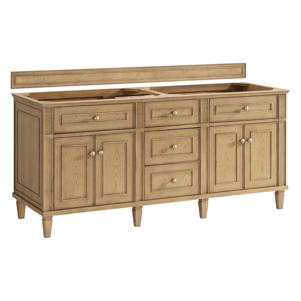 James Martin Vanities Lorelai 72&quot; Double Vanity in Light Natural Oak with 3 cm Parisien Bleu Quartz Top, , large