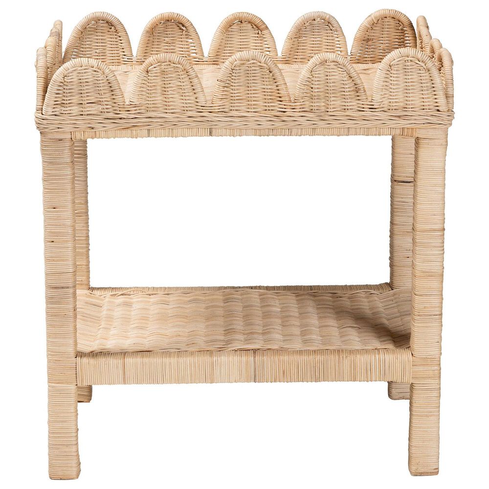 Baxton Studio Sumana Scallop Side Table in Natural, , large