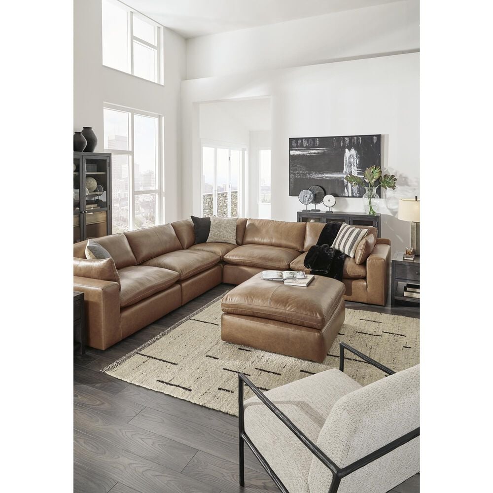 Ashley Emilia Oversized Accent Ottoman in Caramel, , large