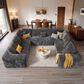 Noviland HOMLUX Modular Floor Sofa with Plush Corduroy, U-Shaped Sectional Couch with Chaise in Gray, , large