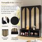 HOMLUX 6-Hook Hall Tree with 2-Rattan Doors in Black, , large