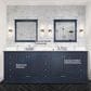 Lexora Home Dukes 84" Double Bathroom Vanity in Navy Blue with 2 cm White Cultured Marble Top and Rectangular Sinks, , large