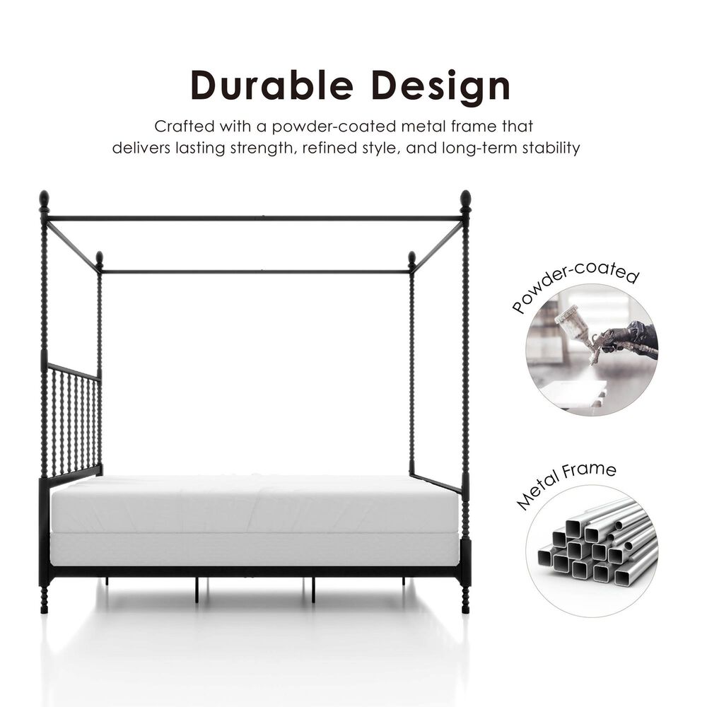 Furniture of America Elliot Queen Canopy Bed in Black, , large