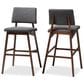 Baxton Studio Colton Bar Stool with Dark Gray Cushion in Walnut Brown (Set of 2), , large