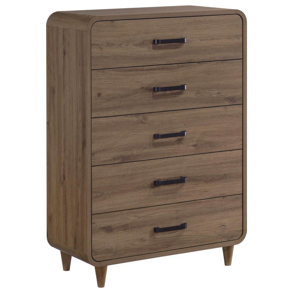 Crown Mark Nyomi 5-Drawer Chest in Light Brown, , large