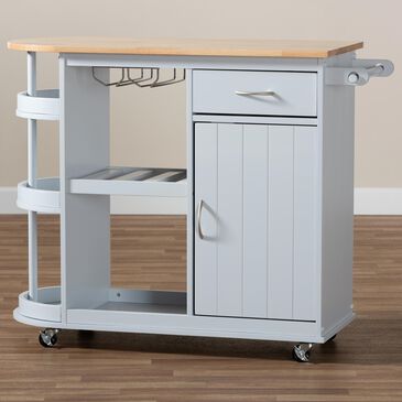 Baxton Studio Donnie Kitchen Storage Cart in Light Grey, , large