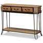 Baxton Studio Kellyn 3-Drawer Console Table in Oak Brown/Black, , large