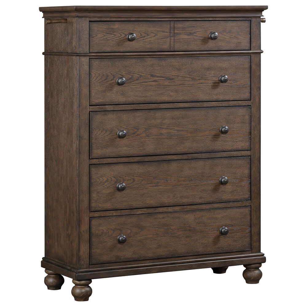 Riva Ridge Oxford 5 Piece California King Panel Storage Bedroom Set in Cocoa with AC Outlets and USB Ports, , large