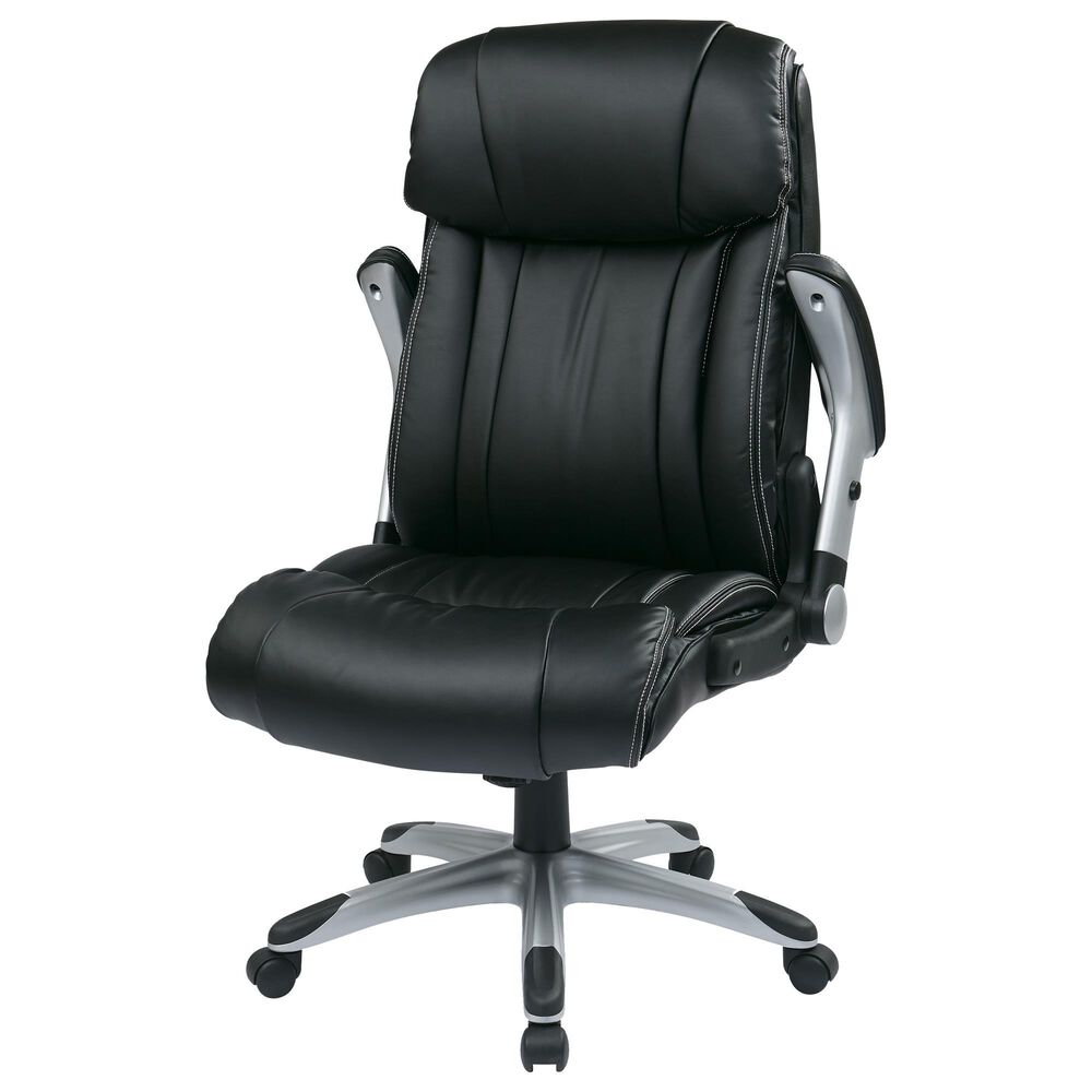 OSP Home Executive Bonded Leather Chair with Black Cushion, , large