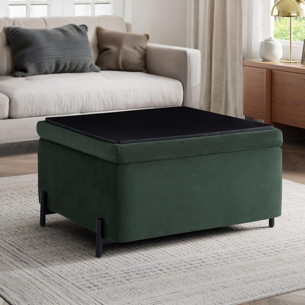 Lifestyle Solutions Kona Large Storage Ottoman in Green, , large