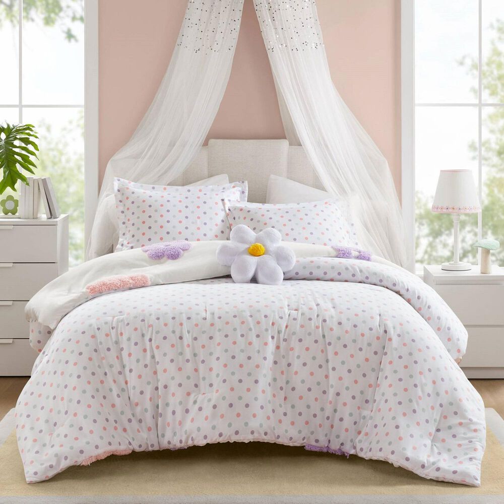 Hampton Park Gracie 4-Piece Full/Queen Comforter Set in White and Purple, , large
