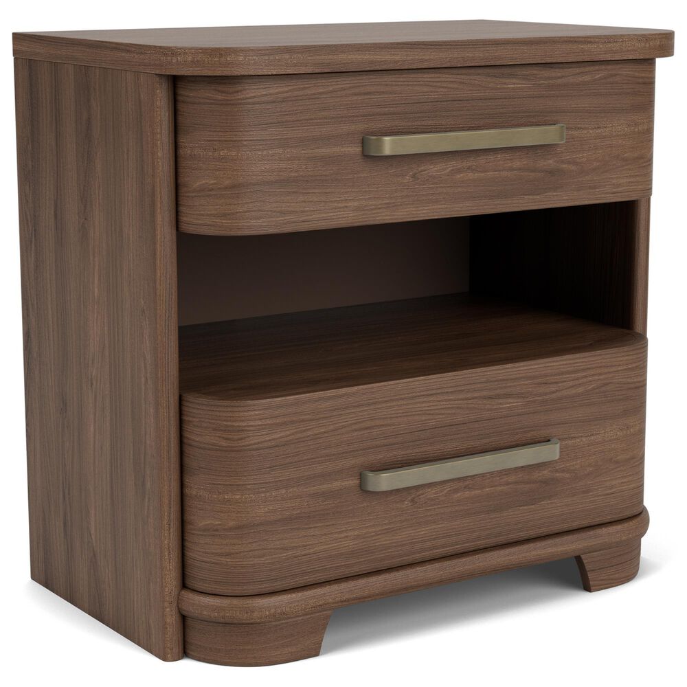 Riverside Furniture Delia Queen Panel Bed with Two Nightstands in Nouveau Walnut, , large