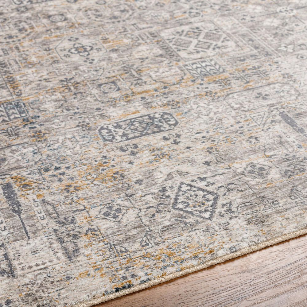Surya Cardiff CDF-2310 Charcoal, Light Gray, Medium Gray, Camel and Blue 2&#39;7&quot; x 7&#39;3&quot; Runner, , large