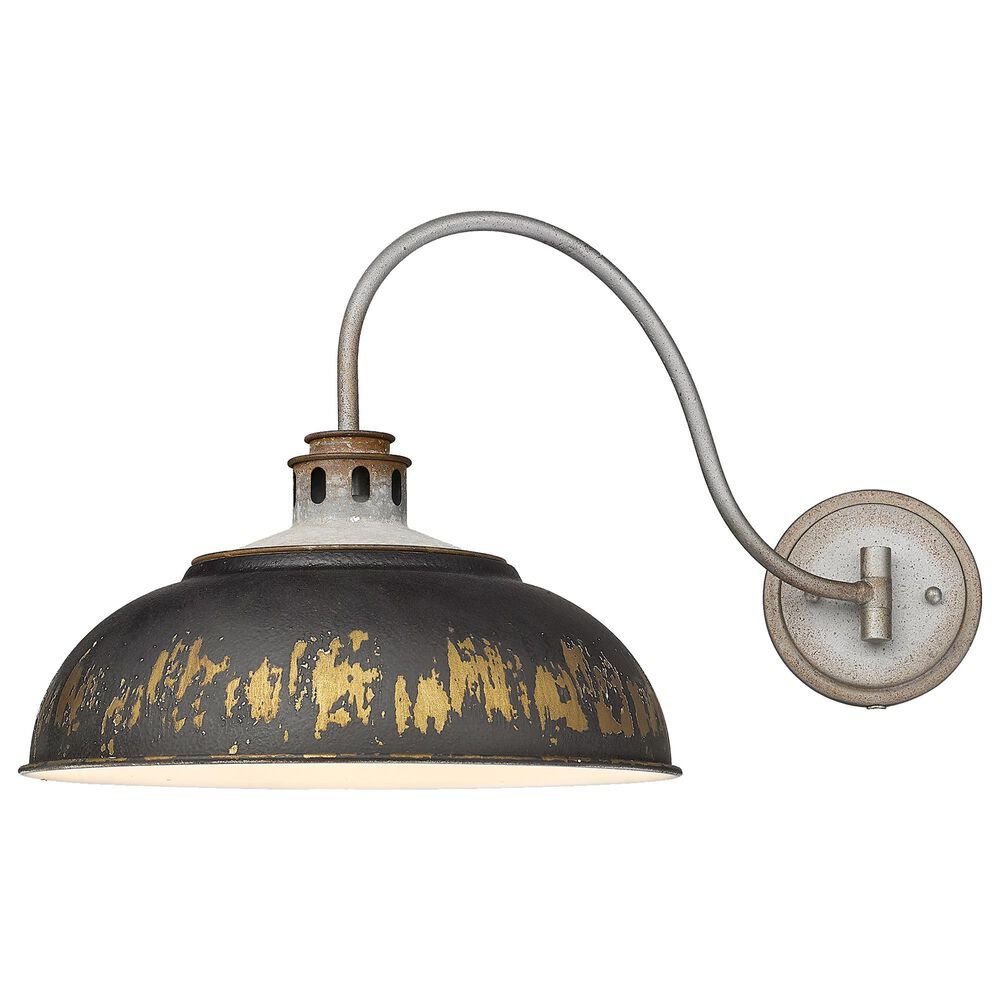 Golden Lighting Kinsley 1-Light Wall Sconce with Antique Black Shade in Aged Galvanized Steel, , large